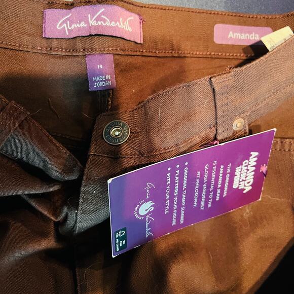 NEW! Gloria Vanderbilt Amanda Jeans Classic Tapered Fit Brown - 14 - Picture 4 of 4